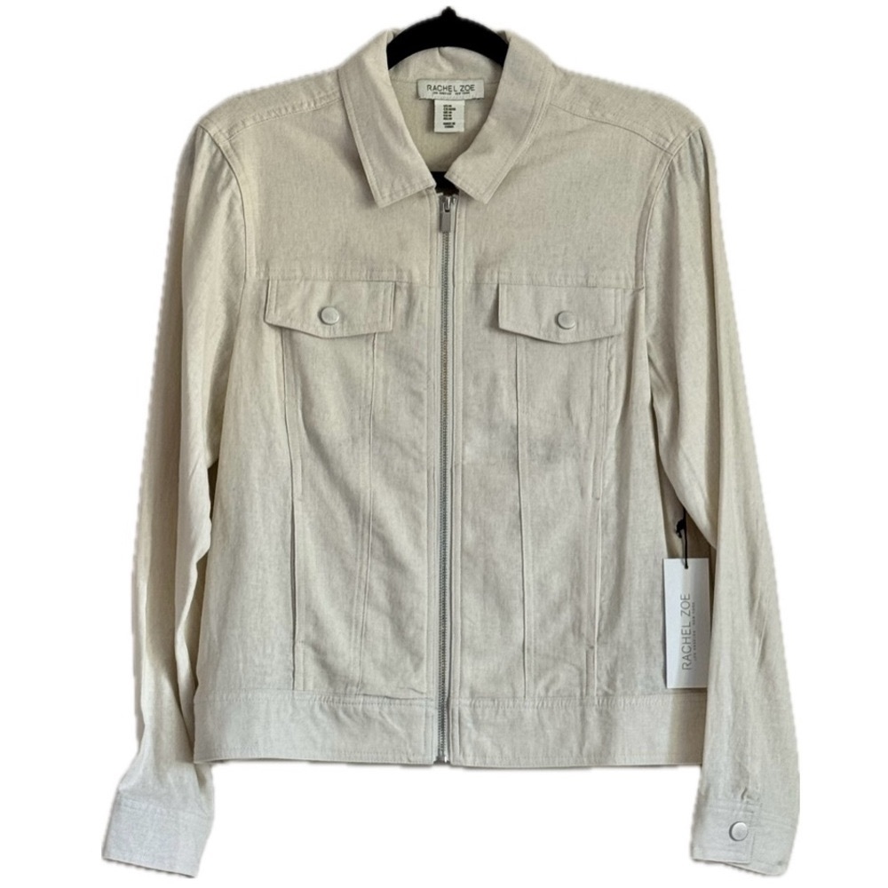 Rachel Zoe Cream Jacket Classic Collar with Front Zipper SZ.M